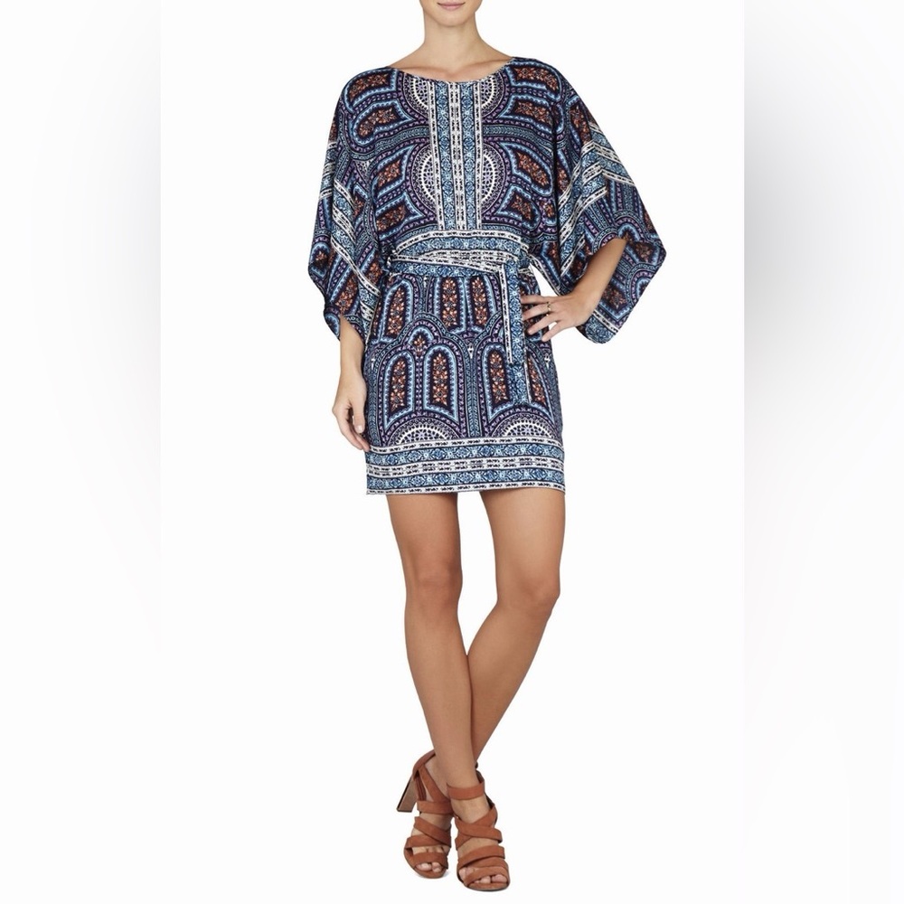 BCBGMaxAzria Navy and White Patterned Mini Dress